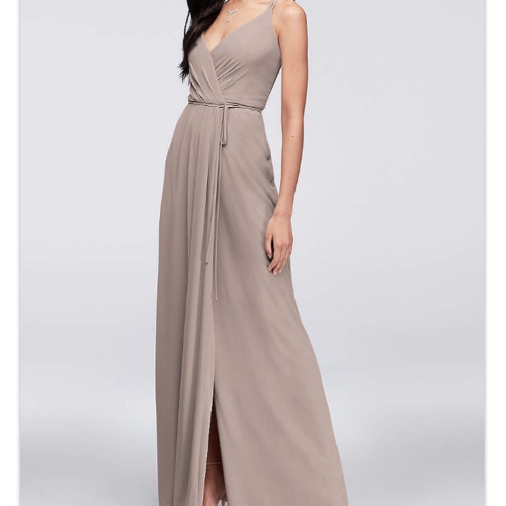 David's Bridal Taupe Bridesmaid Dress